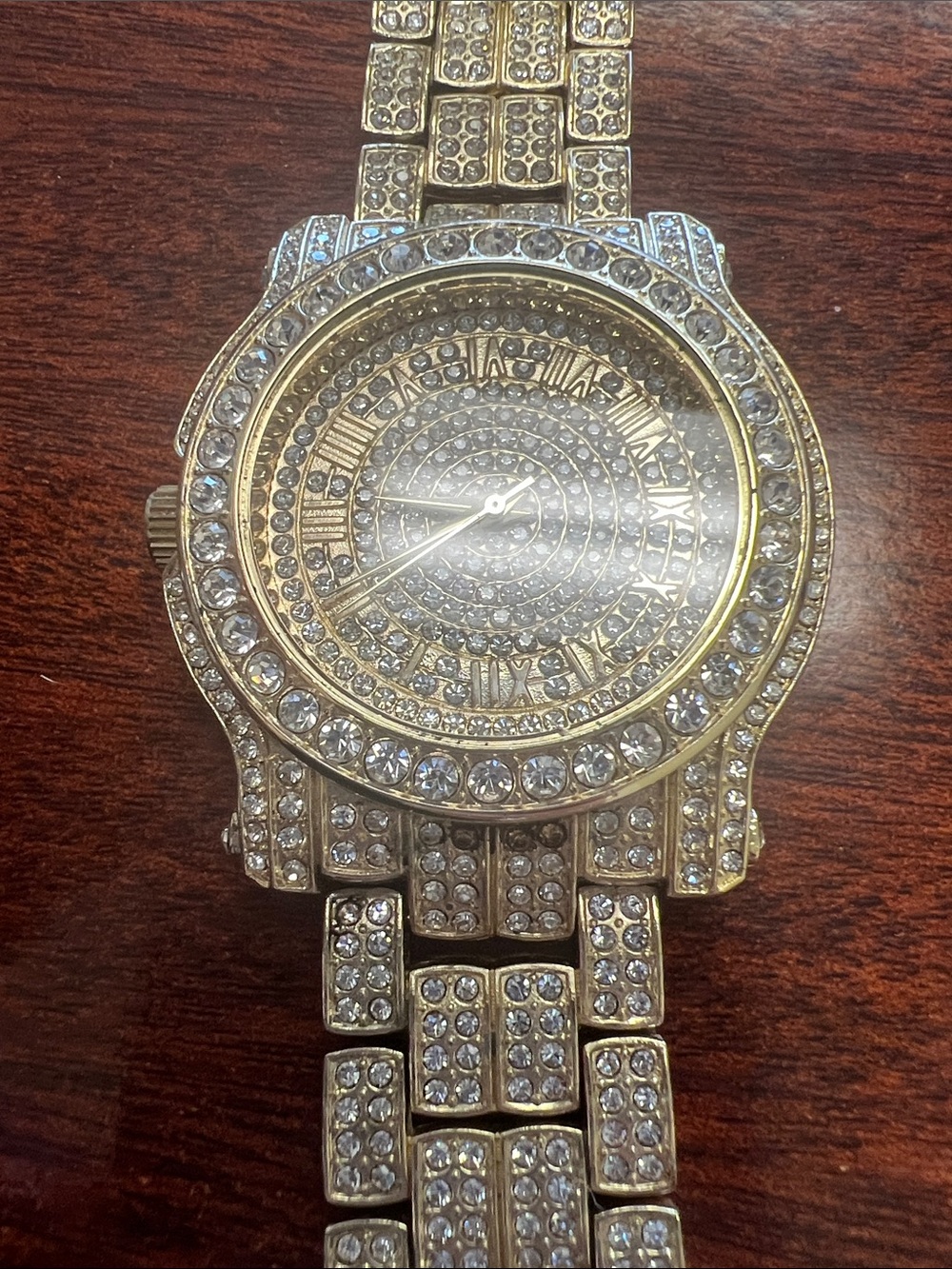 Men’s Gold-Tone Crystal Pavé Bracelet Watch